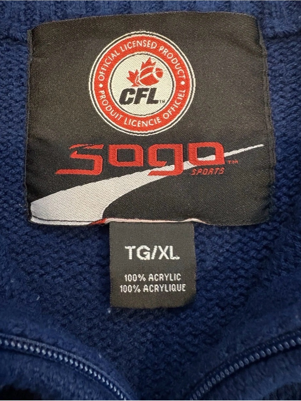 Toronto Argonauts CFL Sweater Size XL Heavy Knit SOGO Sports Quarter Zip Argos - Picture 5 of 9